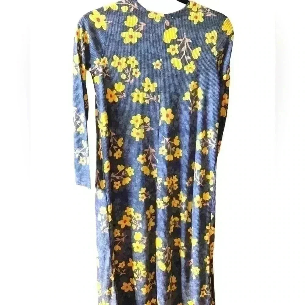 LularoeXS Grey & yellow floral Sarah duster cardigan. NWT .‎ Ribbed . 😍